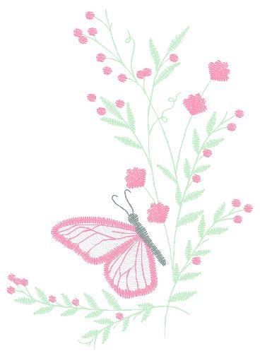 Butterfly embroidery design - Delicate Flowers embroidery designs machine embroidery pattern - Towel embroidery file - instant download pes Marcia Embroidery