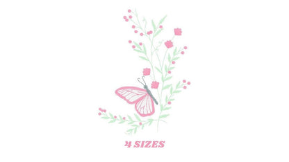 Butterfly embroidery design - Delicate Flowers embroidery designs machine embroidery pattern - Towel embroidery file - instant download pes Marcia Embroidery