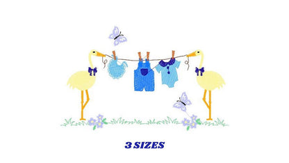 Stork embroidery design - Stork with baby embroidery design machine embroidery pattern - newborn embroidery file - Baby shower gift design - Marcia Embroidery