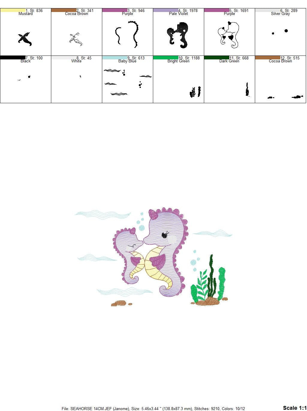 Seahorse embroidery design - Sea Animal embroidery designs machine embroidery pattern - Ocean animal embroidery file - instant download pes