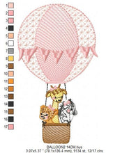 Charger l&#39;image dans la galerie, Animal embroidery designs - Hot air balloon embroidery design machine embroidery pattern - Safari embroidery file - Elephant Giraffe Fox pes
