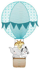 Load image into Gallery viewer, Animal embroidery designs - Hot air balloon embroidery design machine embroidery pattern - Safari embroidery file - Elephant Giraffe Fox pes
