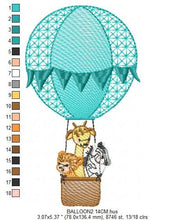 Charger l&#39;image dans la galerie, Animal embroidery designs - Hot air balloon embroidery design machine embroidery pattern - Safari embroidery file - Elephant Giraffe Fox pes
