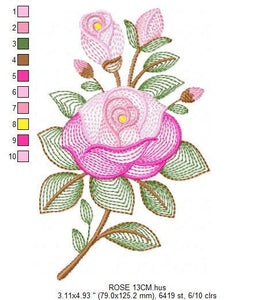 Roses embroidery designs - Flower embroidery design machine embroidery pattern - Rose embroidery file - Flowers for towels embroidery pes