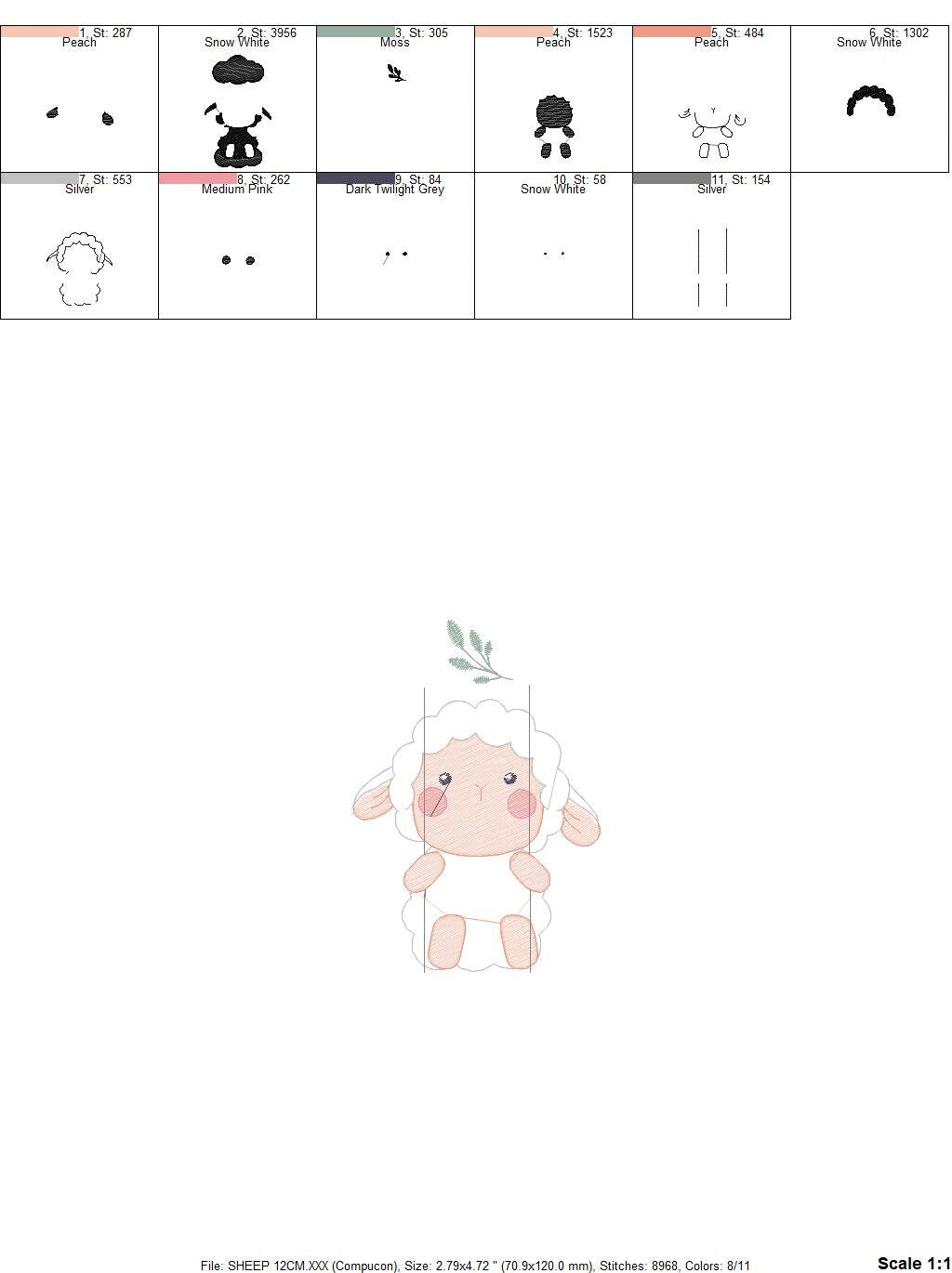 Sheep in swing embroidery design - Lamb embroidery designs machine embroidery pattern - Baby boy embroidery file - Animal quilt embroidery Marcia Embroidery