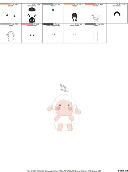 Sheep in swing embroidery design - Lamb embroidery designs machine embroidery pattern - Baby boy embroidery file - Animal quilt embroidery Marcia Embroidery