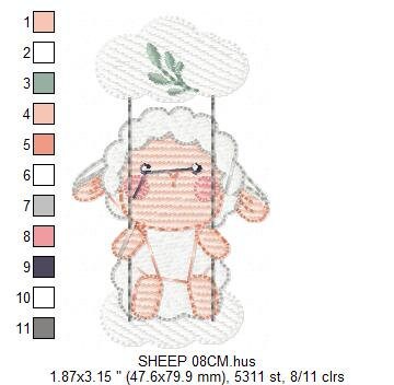 Sheep in swing embroidery design - Lamb embroidery designs machine embroidery pattern - Baby boy embroidery file - Animal quilt embroidery Marcia Embroidery