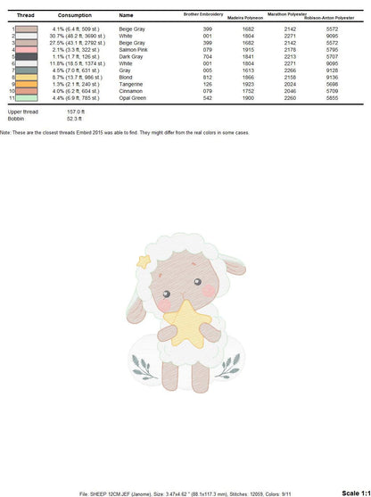 Sheep embroidery design - Lamb embroidery designs machine embroidery pattern - Baby boy embroidery file - Animal quilt embroidery download