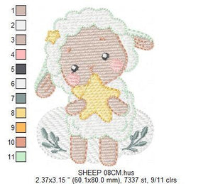 Sheep embroidery design - Lamb embroidery designs machine embroidery pattern - Baby boy embroidery file - Animal quilt embroidery download