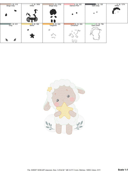 Sheep embroidery design - Lamb embroidery designs machine embroidery pattern - Baby boy embroidery file - Animal quilt embroidery download Marcia Embroidery