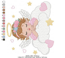 Cargar imagen en el visor de la galería, Angel with wings embroidery designs - Baby girl embroidery design machine embroidery pattern - Girl with wings embroidery file pes download
