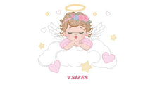 Cargar imagen en el visor de la galería, Angel with wings embroidery designs - Baby girl embroidery design machine embroidery pattern - Girl with wings embroidery file pes download
