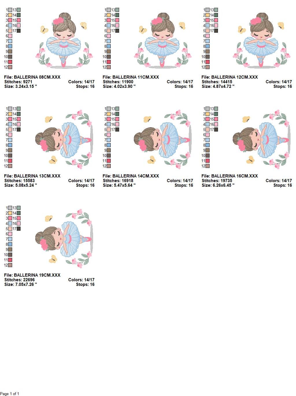 Ballerina with flowers embroidery designs - Ballet dancer with butterflies machine embroidery pattern - Baby girl file - Instant download