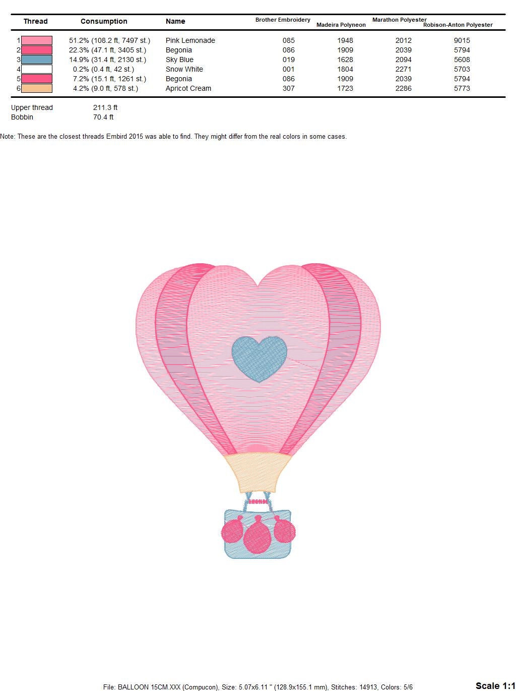 Heart Balloon embroidery designs - Hot air balloon embroidery design machine embroidery pattern - Heart embroidery file - instant download - Marcia Embroidery