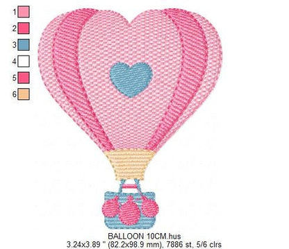 Heart Balloon embroidery designs - Hot air balloon embroidery design machine embroidery pattern - Heart embroidery file - instant download - Marcia Embroidery