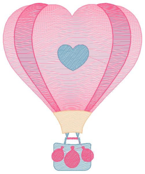 Heart Balloon embroidery designs - Hot air balloon embroidery design machine embroidery pattern - Heart embroidery file - instant download - Marcia Embroidery