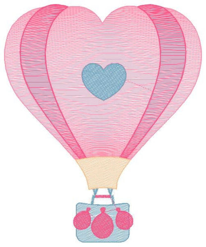 Heart Balloon embroidery designs - Hot air balloon embroidery design machine embroidery pattern - Heart embroidery file - instant download - Marcia Embroidery