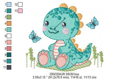 Dinosaur embroidery designs - Dino embroidery design machine embroidery pattern - Tyrannosaurus embroidery file - instant digital download