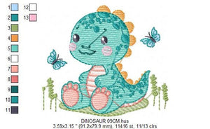 Dinosaur embroidery designs - Dino embroidery design machine embroidery pattern - Tyrannosaurus embroidery file - instant digital download