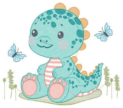 Dinosaur embroidery designs - Dino embroidery design machine embroidery pattern - Tyrannosaurus embroidery file - instant digital download