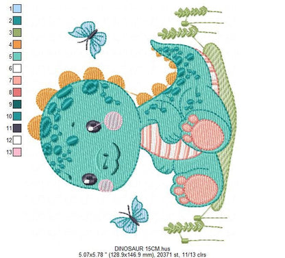 Dinosaur embroidery designs - Dino embroidery design machine embroidery pattern - Tyrannosaurus embroidery file - instant digital download