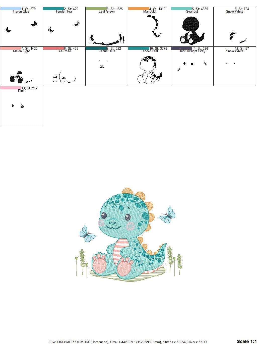 Dinosaur embroidery designs - Dino embroidery design machine embroidery pattern - Tyrannosaurus embroidery file - instant digital download