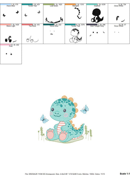 Dinosaur embroidery designs - Dino embroidery design machine embroidery pattern - Tyrannosaurus embroidery file - instant digital download