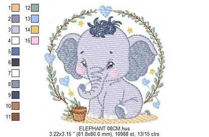 Elephant embroidery designs - Animal embroidery design machine embroidery pattern - Baby boy embroidery file - kid embroidery Towel pillow Marcia Embroidery
