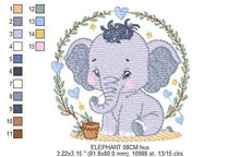 Charger l&#39;image dans la galerie, Elephant embroidery designs - Animal embroidery design machine embroidery pattern - Baby boy embroidery file - kid embroidery Towel pillow
