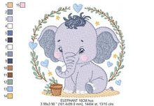 Load image into Gallery viewer, Elephant embroidery designs - Animal embroidery design machine embroidery pattern - Baby boy embroidery file - kid embroidery Towel pillow
