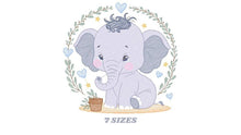 Charger l&#39;image dans la galerie, Elephant embroidery designs - Animal embroidery design machine embroidery pattern - Baby boy embroidery file - kid embroidery Towel pillow
