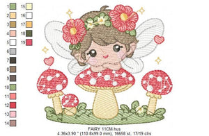 Fairy embroidery designs - Baby girl embroidery design machine embroidery pattern - Pixie embroidery file - Fairy design Instant Download