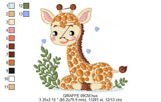 Giraffe embroidery design - Animal embroidery designs machine embroidery pattern - Baby girl embroidery file - Giraffe with hears download - Marcia Embroidery