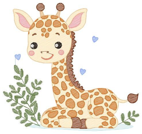 Giraffe embroidery design - Animal embroidery designs machine embroidery pattern - Baby girl embroidery file - Giraffe with hears download - Marcia Embroidery