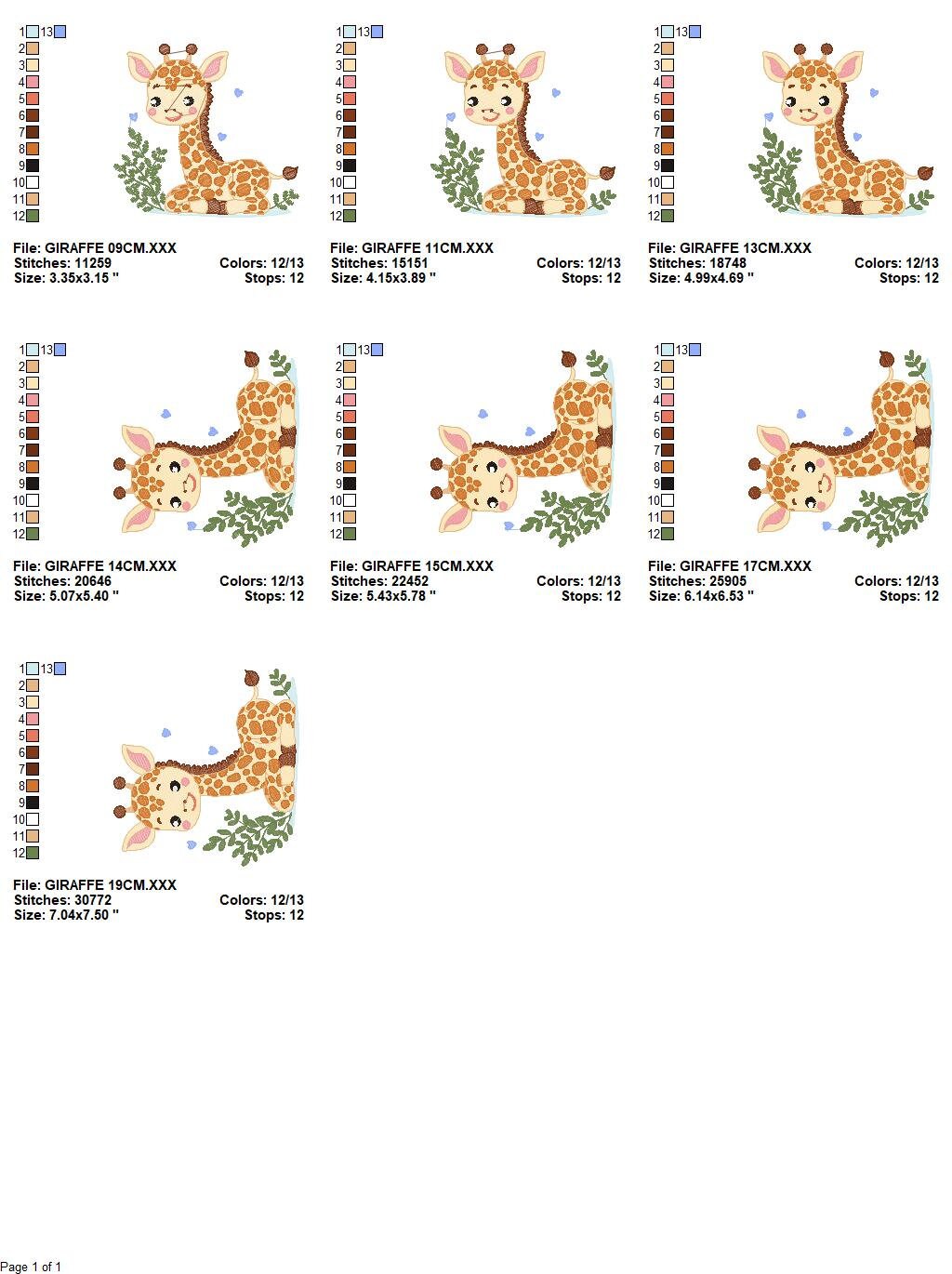 Giraffe embroidery design - Animal embroidery designs machine embroidery pattern - Baby girl embroidery file - Giraffe with hears download - Marcia Embroidery