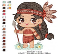 Cargar imagen en el visor de la galería, Indian Girl embroidery designs -  Fairy embroidery design machine embroidery pattern - baby girl embroidery file - instant download pes jef
