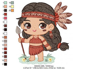 Indian Girl embroidery designs -  Fairy embroidery design machine embroidery pattern - baby girl embroidery file - instant download pes jef