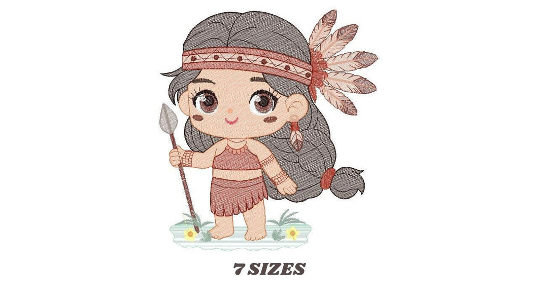 Indian Girl embroidery designs -  Fairy embroidery design machine embroidery pattern - baby girl embroidery file - instant download pes jef