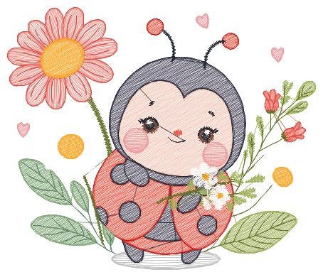 Ladybug embroidery designs - Girl embroidery design machine embroidery pattern - Insect life embroidery file - garden embroidery spring Marcia Embroidery