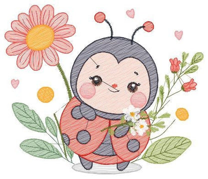 Ladybug embroidery designs - Girl embroidery design machine embroidery pattern - Insect life embroidery file - garden embroidery spring Marcia Embroidery