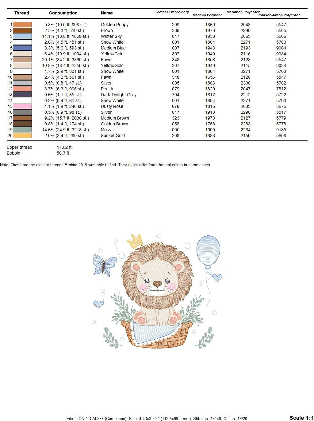 Lion with balloon embroidery designs - Safari Wild Animal with crown machine pattern - Baby boy file - Instant digital download pes jef dst
