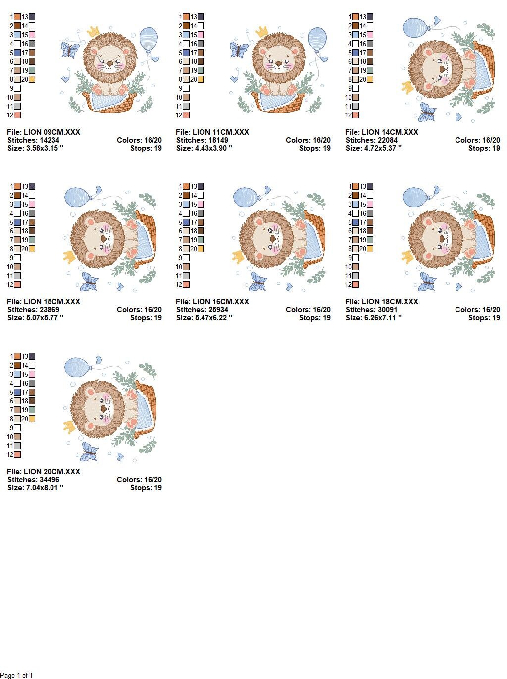 Lion with balloon embroidery designs - Safari Wild Animal with crown machine pattern - Baby boy file - Instant digital download pes jef dst