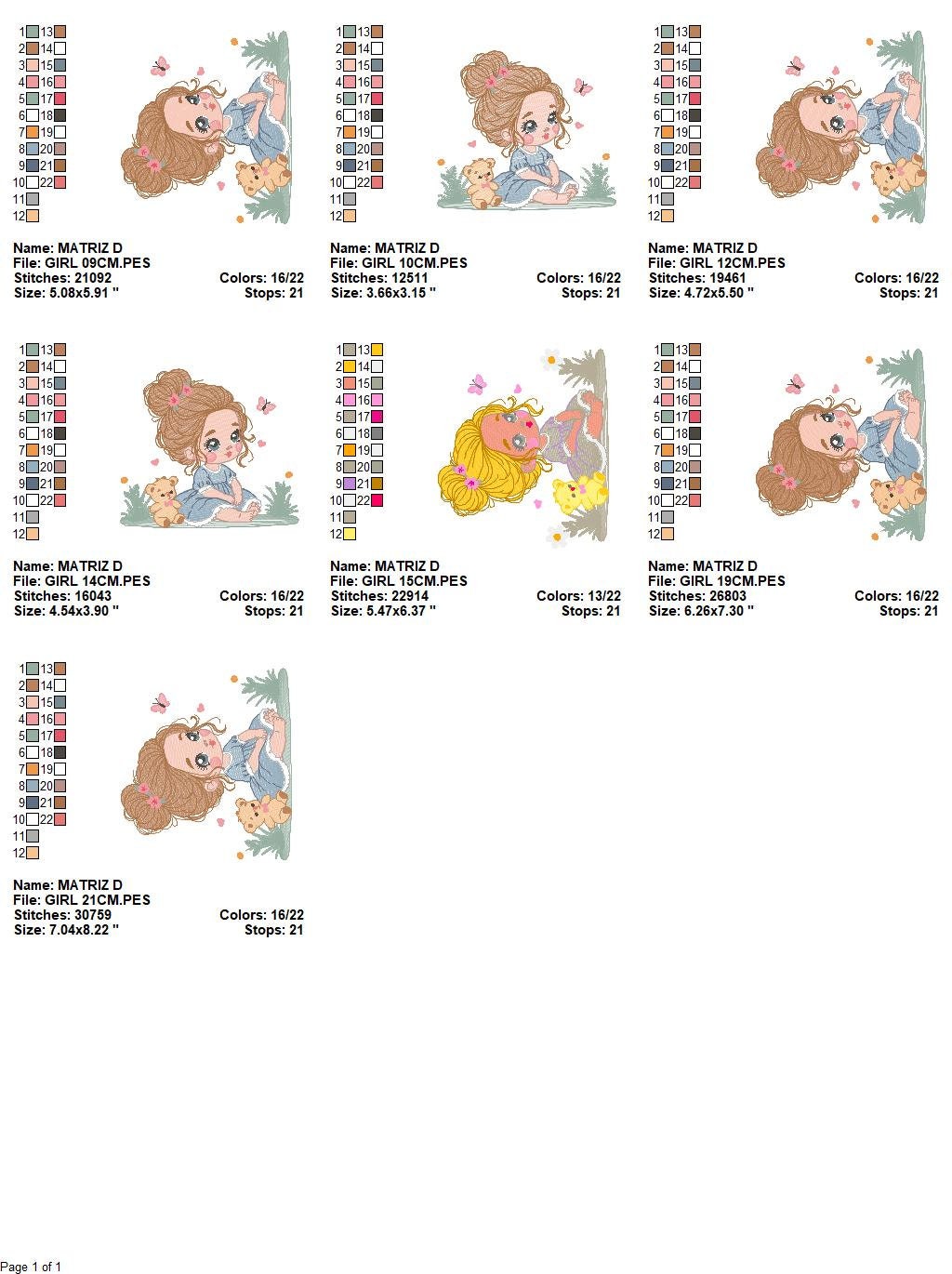 Baby girl embroidery designs - Children embroidery design machine embroidery pattern - girl with flower embroidery file princess embroidery