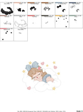 Cargar imagen en el visor de la galería, Angel embroidery designs - Baby girl embroidery design machine embroidery pattern - Angel with clouds embroidery file - instant download
