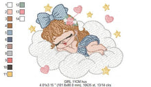 Cargar imagen en el visor de la galería, Angel embroidery designs - Baby girl embroidery design machine embroidery pattern - Angel with clouds embroidery file - instant download
