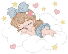 Carica l&#39;immagine nel visualizzatore di Gallery, Angel embroidery designs - Baby girl embroidery design machine embroidery pattern - Angel with clouds embroidery file - instant download
