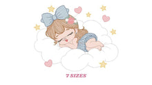 Charger l&#39;image dans la galerie, Angel embroidery designs - Baby girl embroidery design machine embroidery pattern - Angel with clouds embroidery file - instant download
