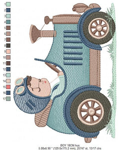 Old car embroidery design - Baby Boy embroidery designs machine embroidery pattern - Vehicle embroidery file - instant digital download pes