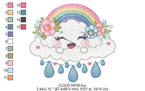 Cloud embroidery design - rainbow embroidery designs machine embroidery pattern - sky embroidery file - kid embroidery rainbow fill stitch Marcia Embroidery
