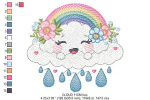 Cloud embroidery design - rainbow embroidery designs machine embroidery pattern - sky embroidery file - kid embroidery rainbow fill stitch